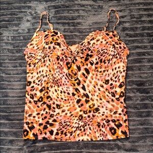 Victoria's Secret Leopard-Print Swim Cami in Pink and Orange